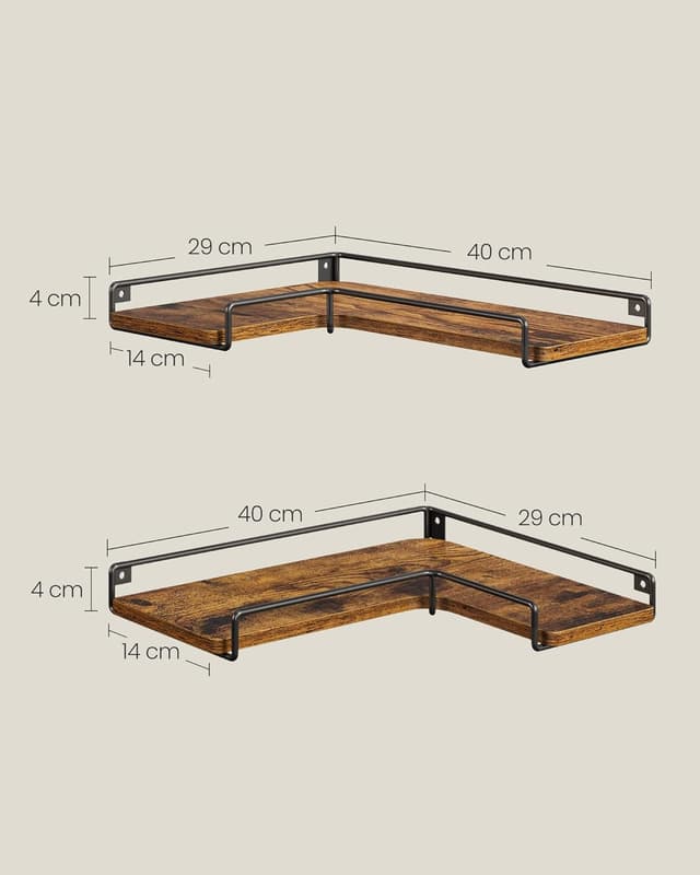 Detalle de VASAGLE Mensole Angolari a Forma di L LLS833KD01, set da 3 mensole galleggianti in stile industriale