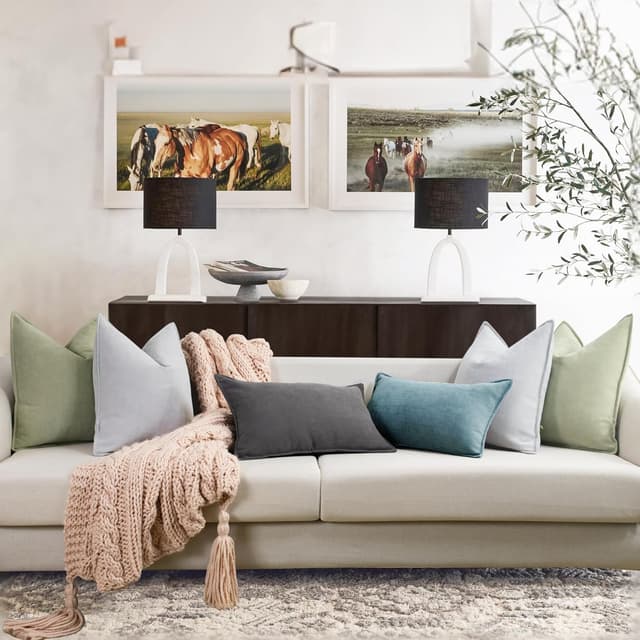 Detalle de ZWJD Salbei Grün Kissenbezug Set 55x55 (2-teilig) aus Chenille