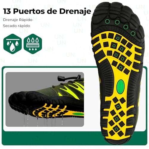 Detalle de SAGUARO zapatillas barefoot para hombre en verde militar (talla 43 EU): escarpines de secado rápido y suela antideslizante
