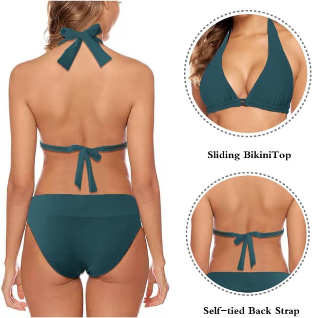 Detalle de Aidotop Damen Bikini-Set Triangel mit Neckholder und abnehmbaren Soft-BH-Polstern
