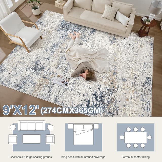 Thumbnail 5 de DMOYEST Area Rug 9x12 Abstract Neutral