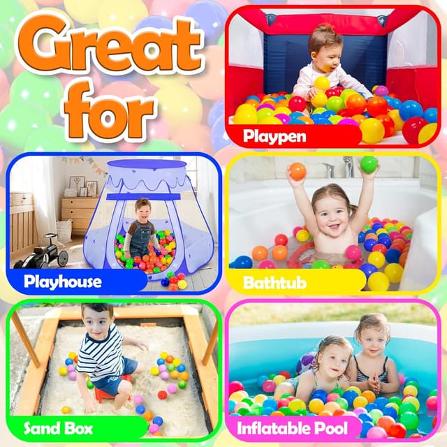 Detalle 2 de MW SPORTS Ball Pit Balls for Kids and Toddlers (100-Pack) + Reusable Mesh Storage Bag