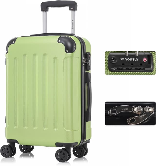 Detalle de YONSLY Premium Reisekoffer mit TSA-Schloss, YKK-Reißverschluss und 4 Rollen – Handgepäck M (56 x 37 x 23 cm)