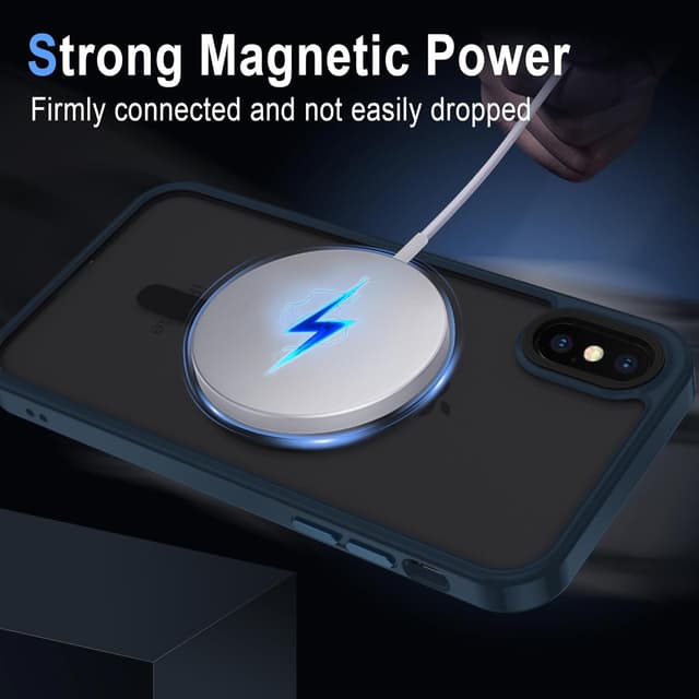 Detalle de Coque magnétique XTCASE pour iPhone X/XS compatible MagSafe (dos translucide mat bleu)