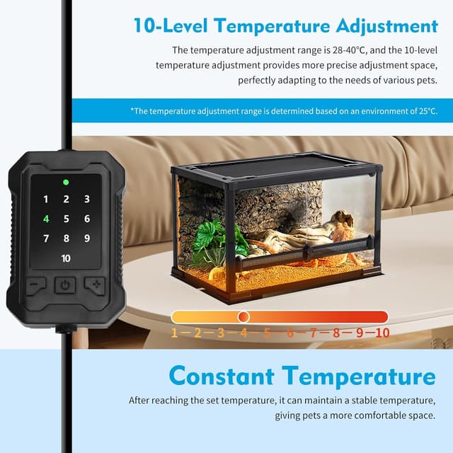 Detalle 2 de Nobleza Tapis Chauffant Reptile avec Contrôleur 10 niveaux (28 à 40 °C) pour terrarium