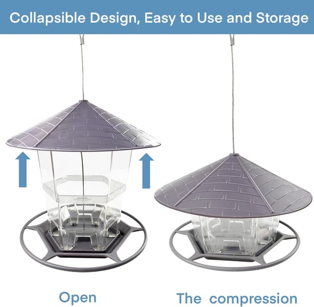 Detalle 2 de WLLKOO Outdoor Hanging Bird Feeders (2 Pack) with Adjustable Wire & Roof
