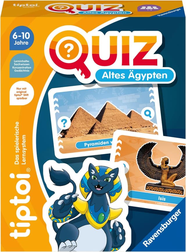 Detalle de Ravensburger tiptoi 00166 „Quiz Altes Ägypten“ – interaktives Lern-Quiz für Kinder ab 6 Jahren, 1–4 Spieler