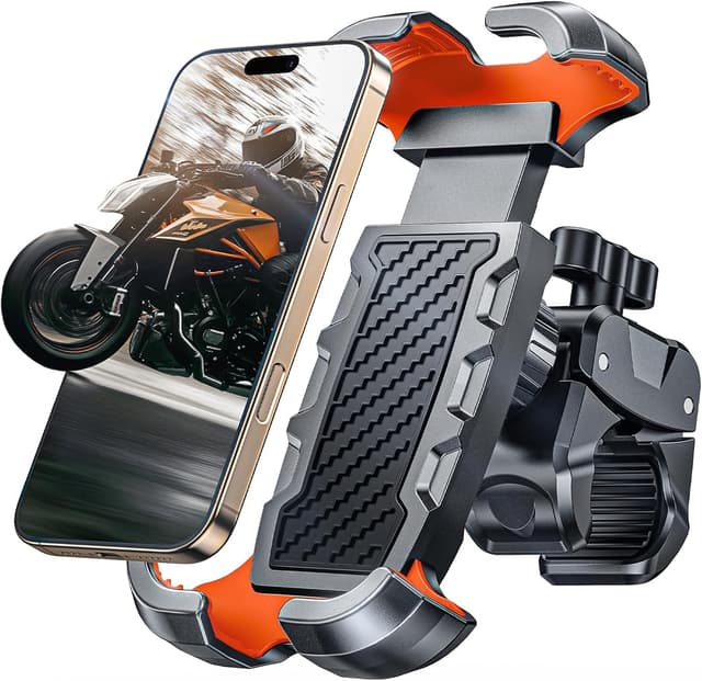 Detalle de Support téléphone vélo CIRYCASE avec pince robuste et protection antivibratoire, rotation 360°