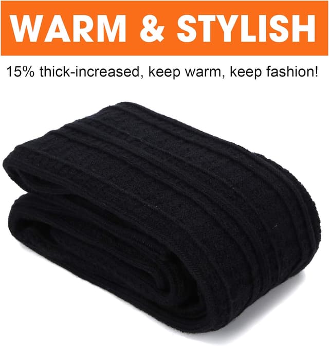 Detalle 1 de Moon Wood Women’s Extra Long Thigh High Socks (80% Cotton Knit) — Warm Cable-Knit Leg Warmers