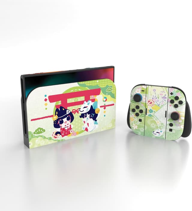 Detalle de playvital Full Set Protective Skins for Nintendo Switch 2 (Wishing Shrine) with dock & grip vinyl wrap