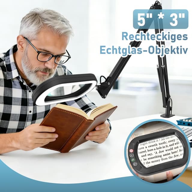 Detalle de Veemagni loupe rectangulaire 10X avec lumière et pince