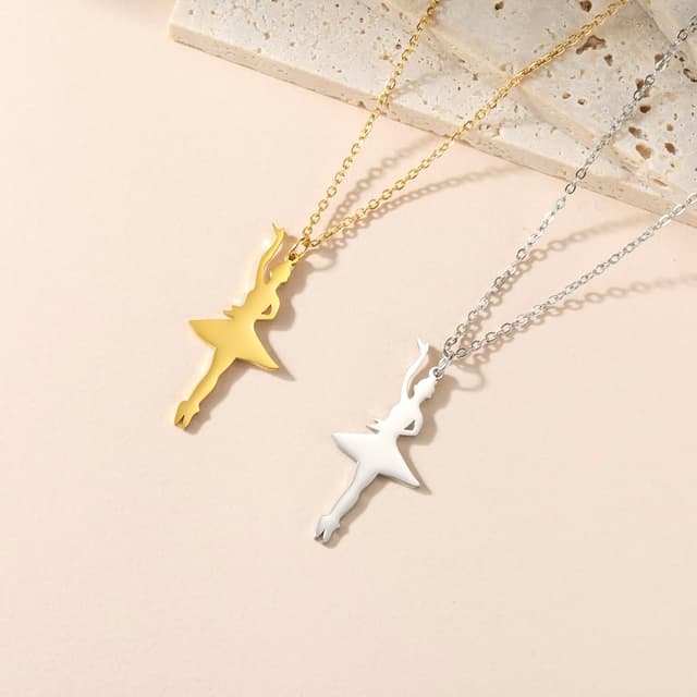 Detalle de VASSAGO Collier ballerine ballet avec cœur, pendentif danse classique (acier inoxydable) pour filles et femmes