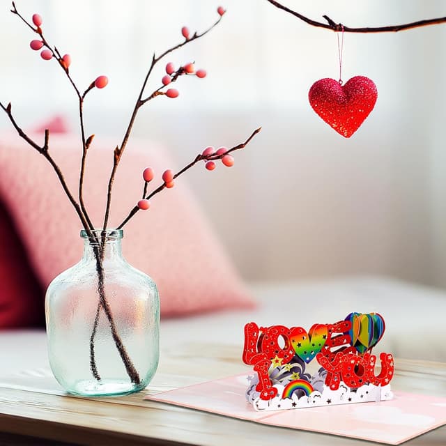 Detalle de I LOVE YOU Letters pop-up greeting card with blank note card & envelope