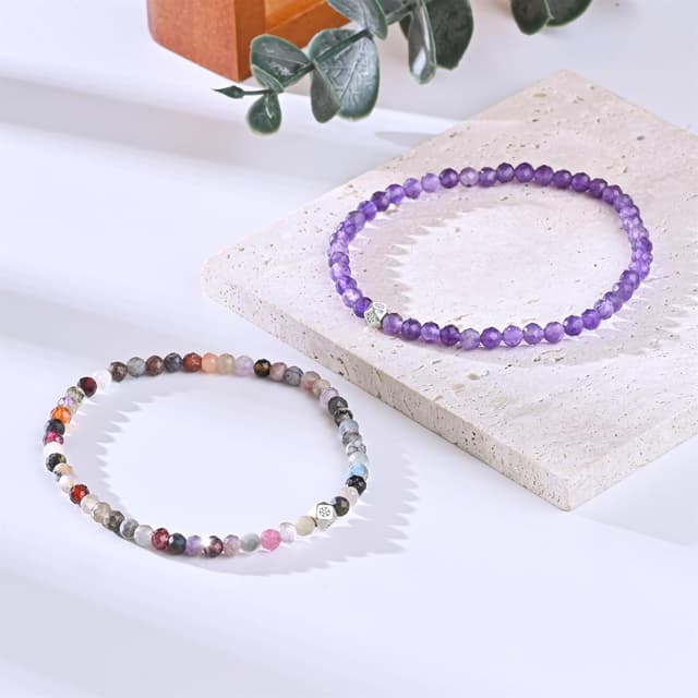 Detalle 2 de Edelstein Armband 925 Silber 4 mm Perlen