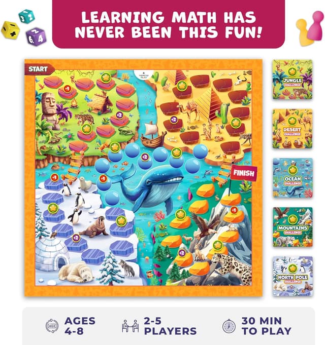 Thumbnail 2 de Number Hunter Math Board Game addition for ages 4-8 🎲