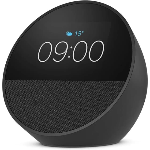 Detalle de Amazon Echo Spot 2024 despertador inteligente negro