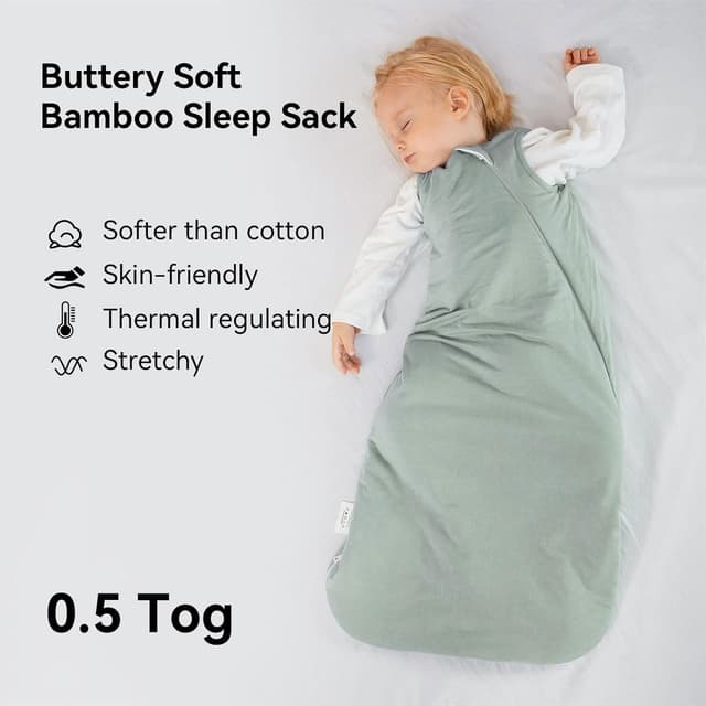 Detalle de BubblePanda Rayon Made from Bamboo Sleep Sack (2T–3T, 0.5 Tog) with 2-Way Zipper