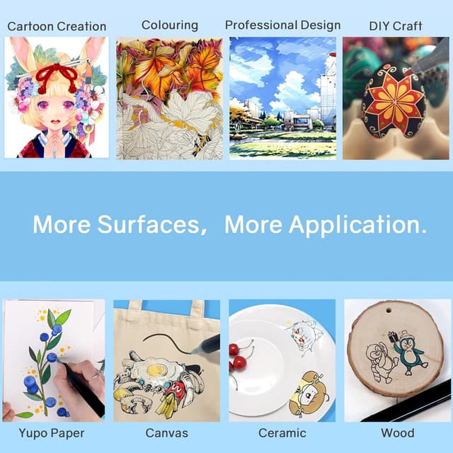 Detalle de Vokiuler 204 Colours Alcohol Pens Set with App – dual-tip alcohol markers in a carry case