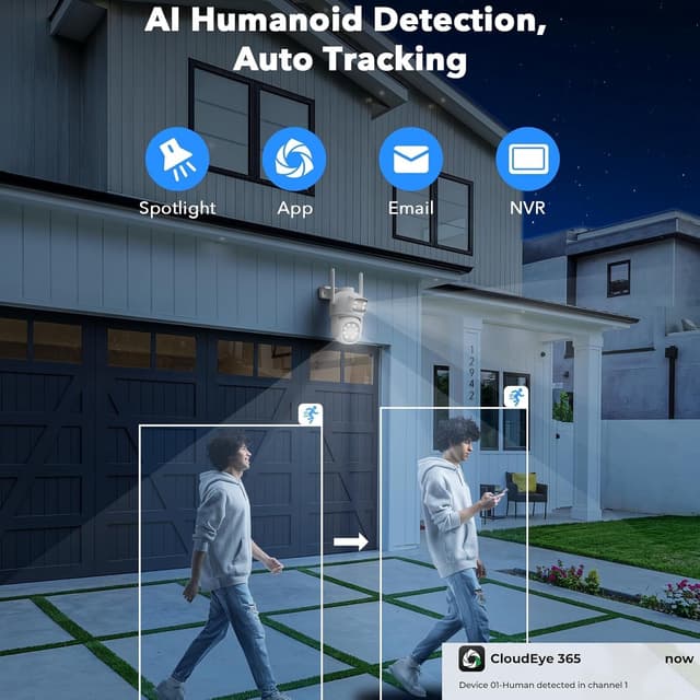 Detalle de Camcamp Dual-Lens CAMCAMP Wireless CCTV Camera System with 10CH NVR, 500GB HDD and 4 PTZ Wi‑Fi Cameras
