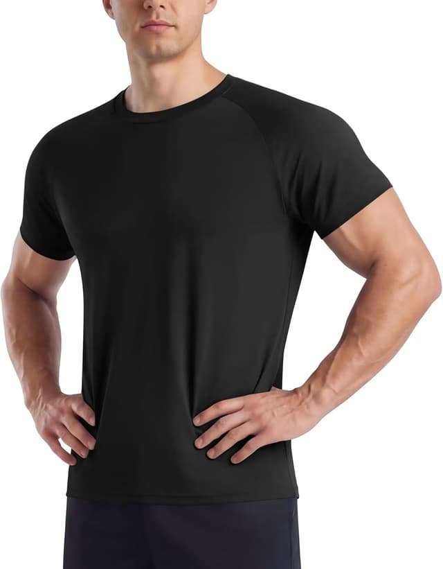 Detalle de BOOJO men’s quick-dry gym T-shirt with SPF sun protection (short sleeve crew neck)