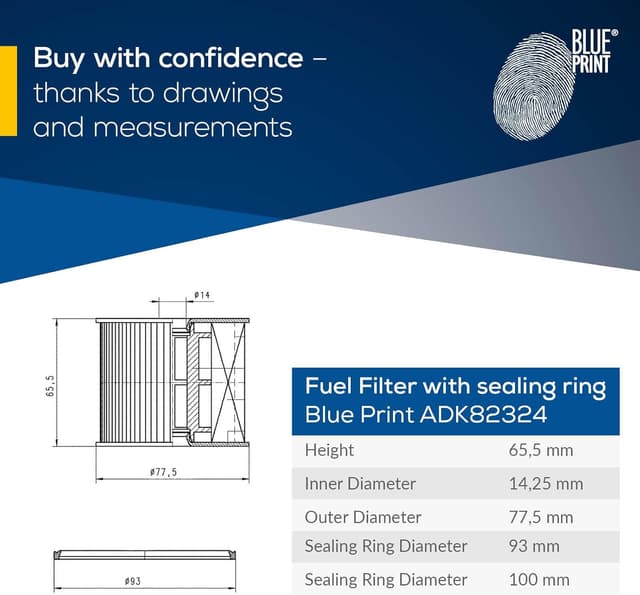 Detalle 2 de Blue Print ADK82324 filtre à carburant avec joint d’étanchéité (cartouche filtrante)