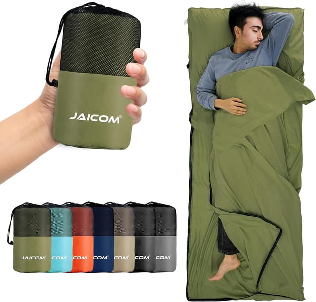 Imagen de JAICOM Sleeping Bag Liner (220 x 90 cm) – ultralight travel sheet with pillow pocket en OfertitasTOP