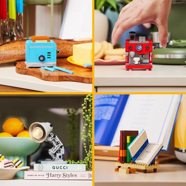 Detalle de Max Build More Premium Home Collection con confezione da 4 (ZURU) — tostapane, leggio, macchina da caffè e lampada, fino a 601 pezzi