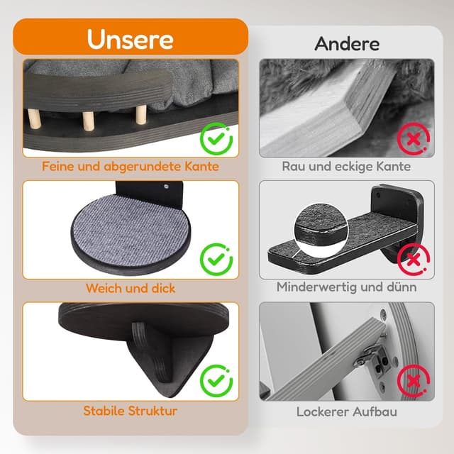 Thumbnail 6 de Katzen Kletterwand mit Eckbett, Birkenholz