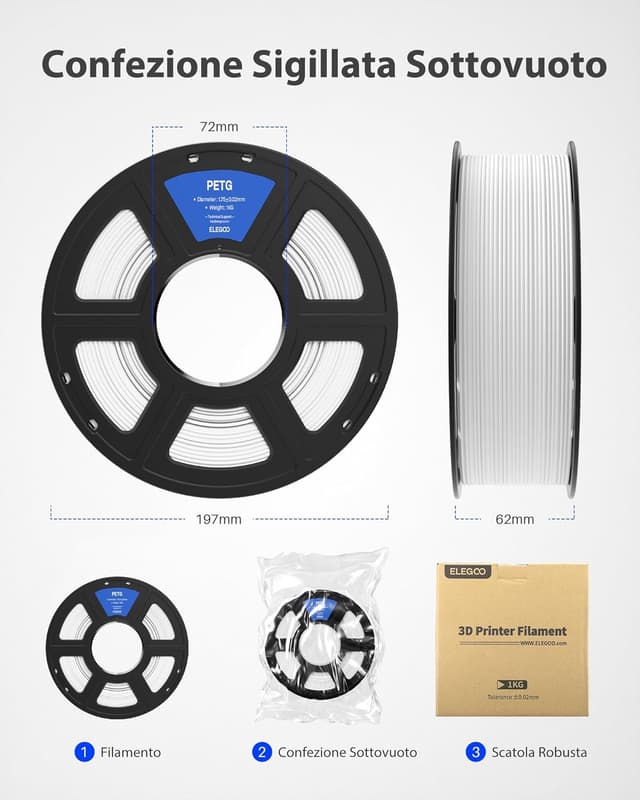 Thumbnail 5 de ELEGOO PETG 1KG 1,75 mm Filamento per stampa 3D