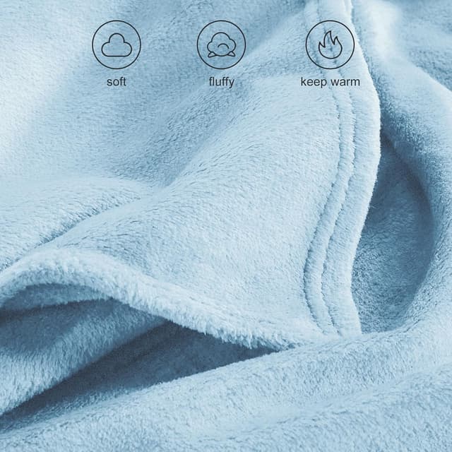 Thumbnail 6 de WAVVE Light Blue Fleece Blanket Throw 150x200cm