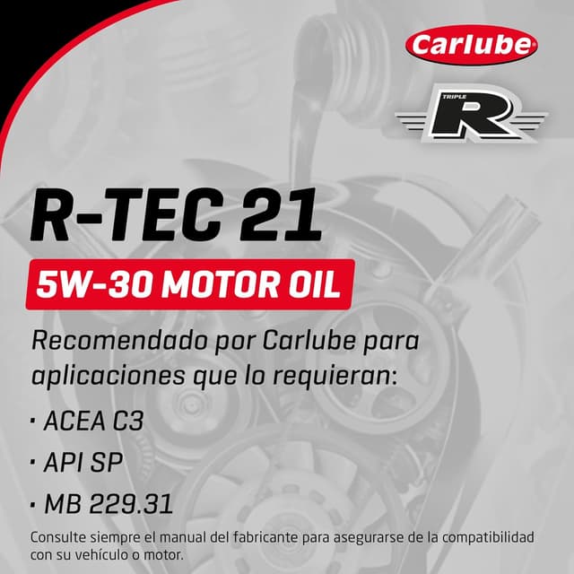 Detalle 2 de Carlube 5W-30 R-Tec 21 1L aceite motor