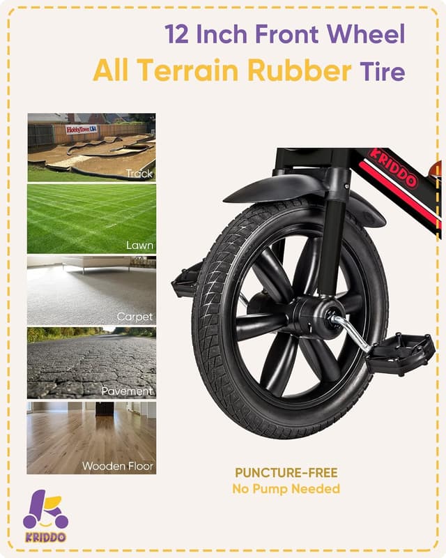 Thumbnail 5 de KRIDDO Tricycle 12-inch puncture-proof wheel