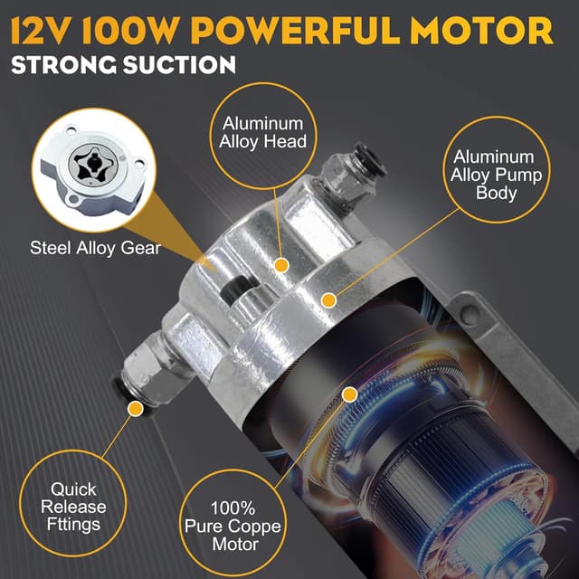 Detalle de FACFUEL Electric Oil Extractor Pump (12/24V, 100W) Oil Change Transfer Kit with Storage Case