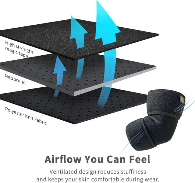 Detalle 2 de BRACOO Elbow Support Brace (ES10) – Adjustable Neoprene Sleeve for Tennis, Golf, Pickleball & Gym