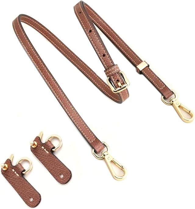 Detalle de Keriocusi Lederriemen für Klein Tasche in Braun – verstellbarer Damen-Taschengurt mit goldfarbenem Karabiner, 90–120 cm (1,2 cm breit)
