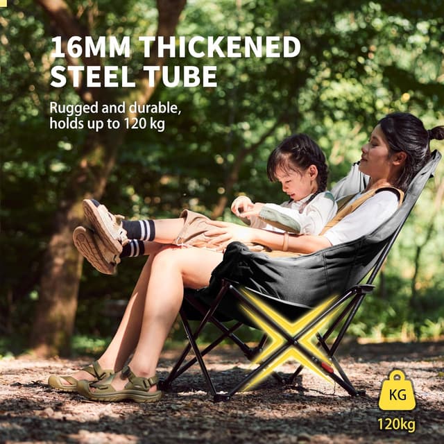 Detalle de Naturehike Sea Star faltbarer Campingstuhl (gepolstert, XXL) mit Tasche – hochlehner Relaxsessel für Garten & Outdoor