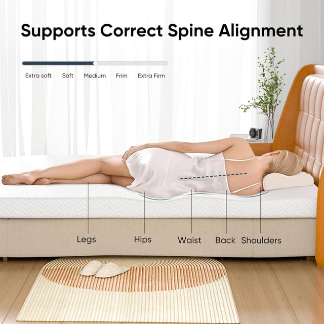 Detalle 2 de Fijinhom 3 Inch Memory Foam Mattress Topper (Super King, 180x200cm) with Cooling Cover