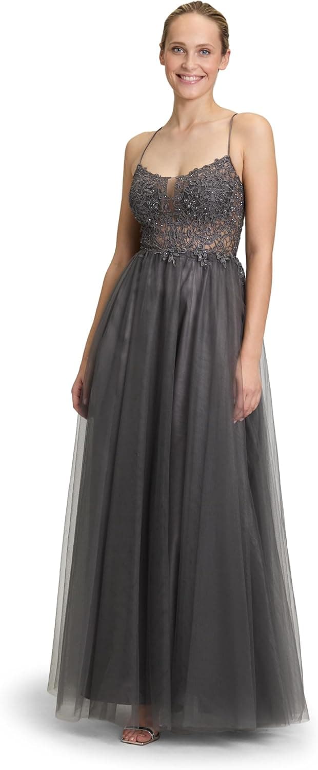 Detalle de Vera Mont Damen Abendkleid mit Stickerei Maxi