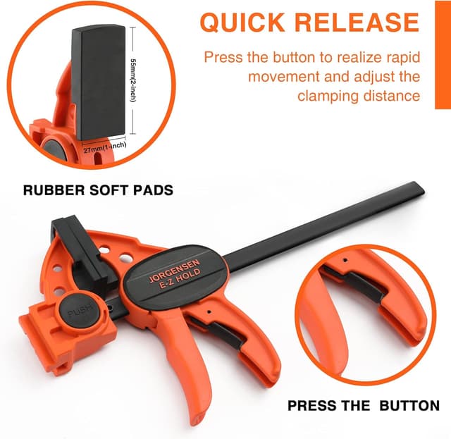 Detalle de JORGENSEN 150 mm Woodworking Clamps 4-Pack (convertible up to 400 mm ratchet bar clamps)