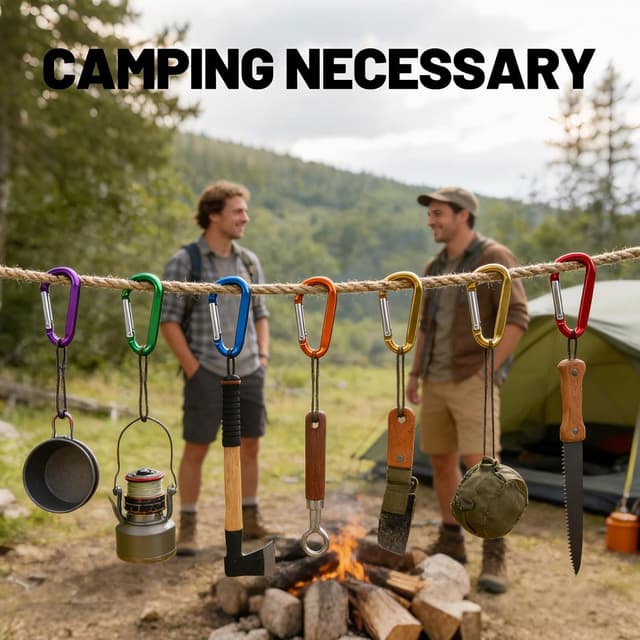 Detalle de 12PCS 3" Aluminum Nonlocking Carabiner Keychain Clips (D-Ring) – Spring Snap Hooks for Home, Camping & Travel