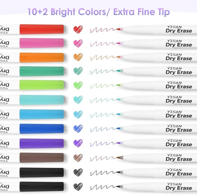 Detalle 1 de YISAN whiteboard pens 12 pack 0.7mm