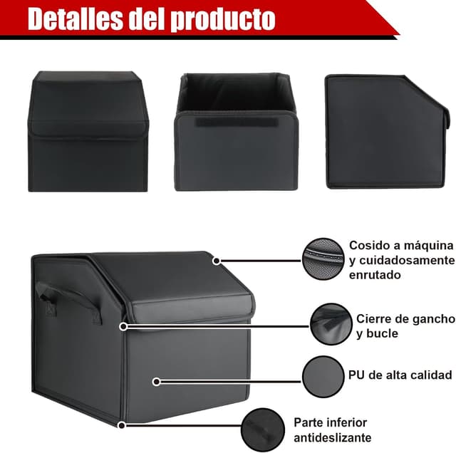 Detalle de ENERFERO faltbarer Kofferraum-Organizer aus PU – wasserdicht, rutschfeste Standfläche, vielseitige Aufbewahrungsbox