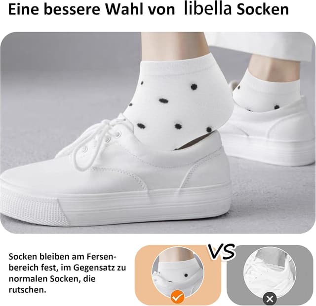 Detalle de Libella 12 paia di calzini donna corti in cotone (35-38 o 39-42) sportivi colorati con strisce e pois