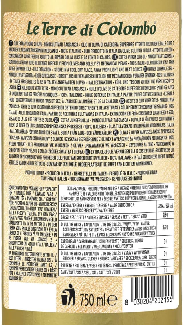 Thumbnail 2 de Le Terre di Colombo Olio Taggiasca 0,75 L 🫒