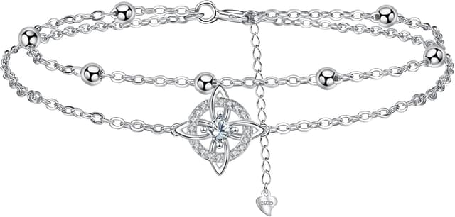 Detalle de J.MUEN bracelet femme en argent sterling 925 avec nœud celtique, réglable