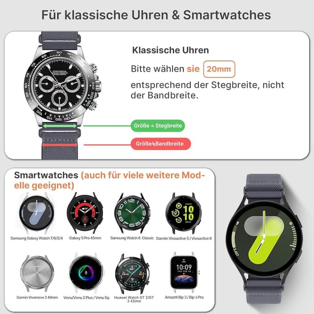 Thumbnail 3 de Fullmosa Wasserabweisend Nylon Armband 20mm