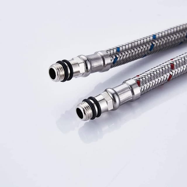 Detalle de Heable pack of 2 kitchen/basin monobloc mixer tap flexi pipe connectors (M10 x 1/2, 1200mm, 304 stainless)