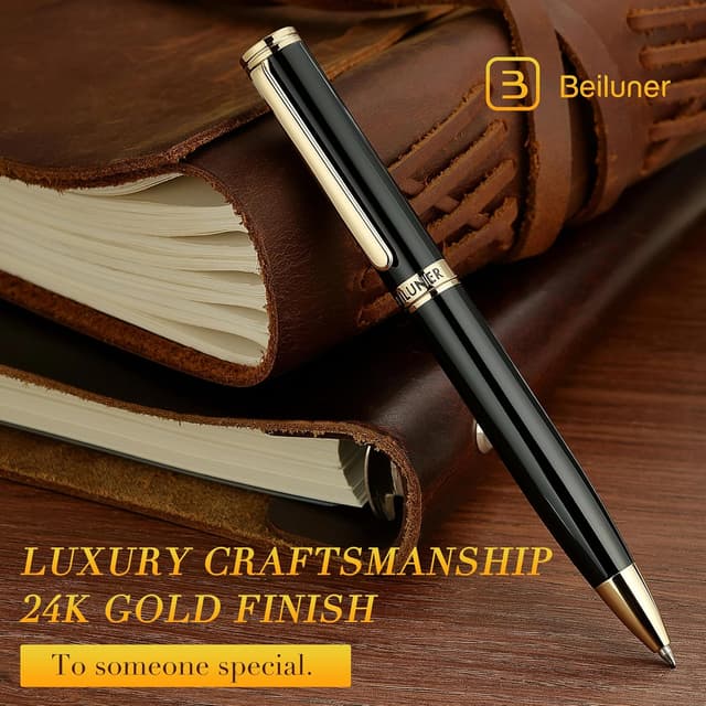 Detalle de BEILUNER luxury gel pen 24K gold