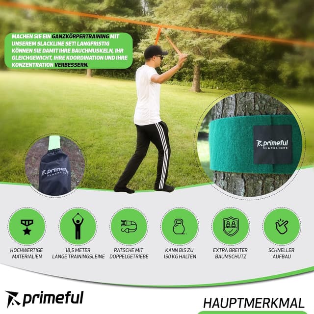 Detalle 2 de Primeful Slackline Set 18,5 m bis 150 kg