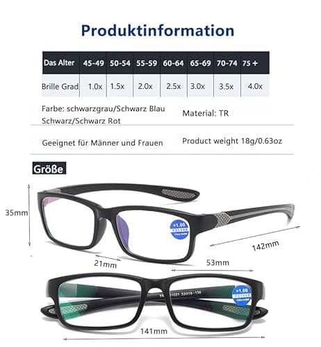 Detalle 2 de Eyglajdd 4 Pack TR90 Rectangle Blue Light Blocking Reading Glasses
